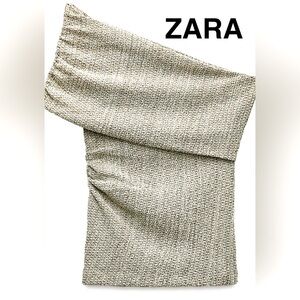 ZARA Textured Asymmetric One-Shoulder Knit Top - Size L - NEW